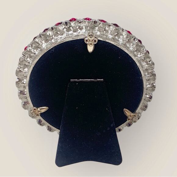 Papyrus Round Pink & Silver Bejeweled 4" x 4" (5" x 5")  Round Picture Frame - Picture 4 of 6